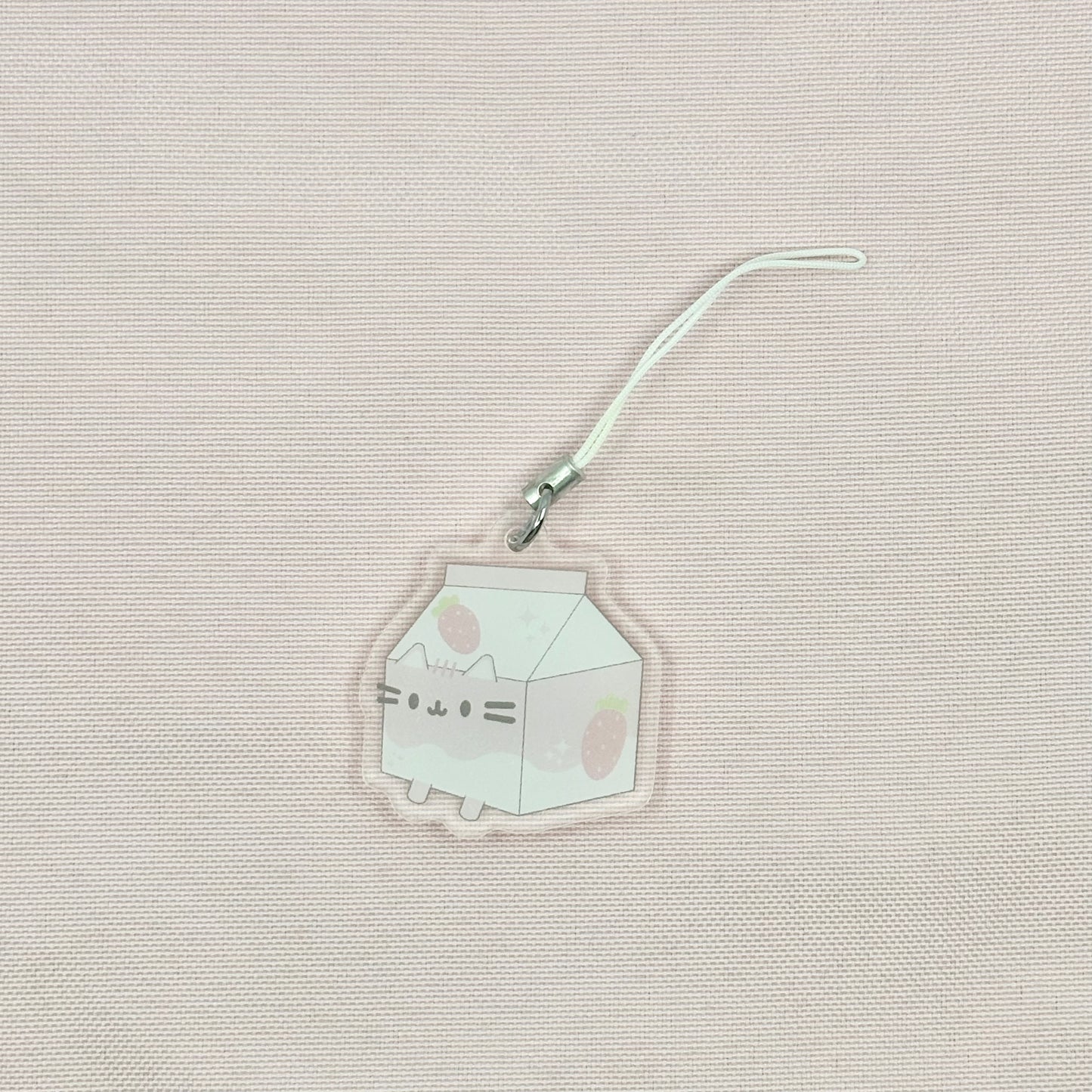 Strawberry Milk Cat Phone Charm