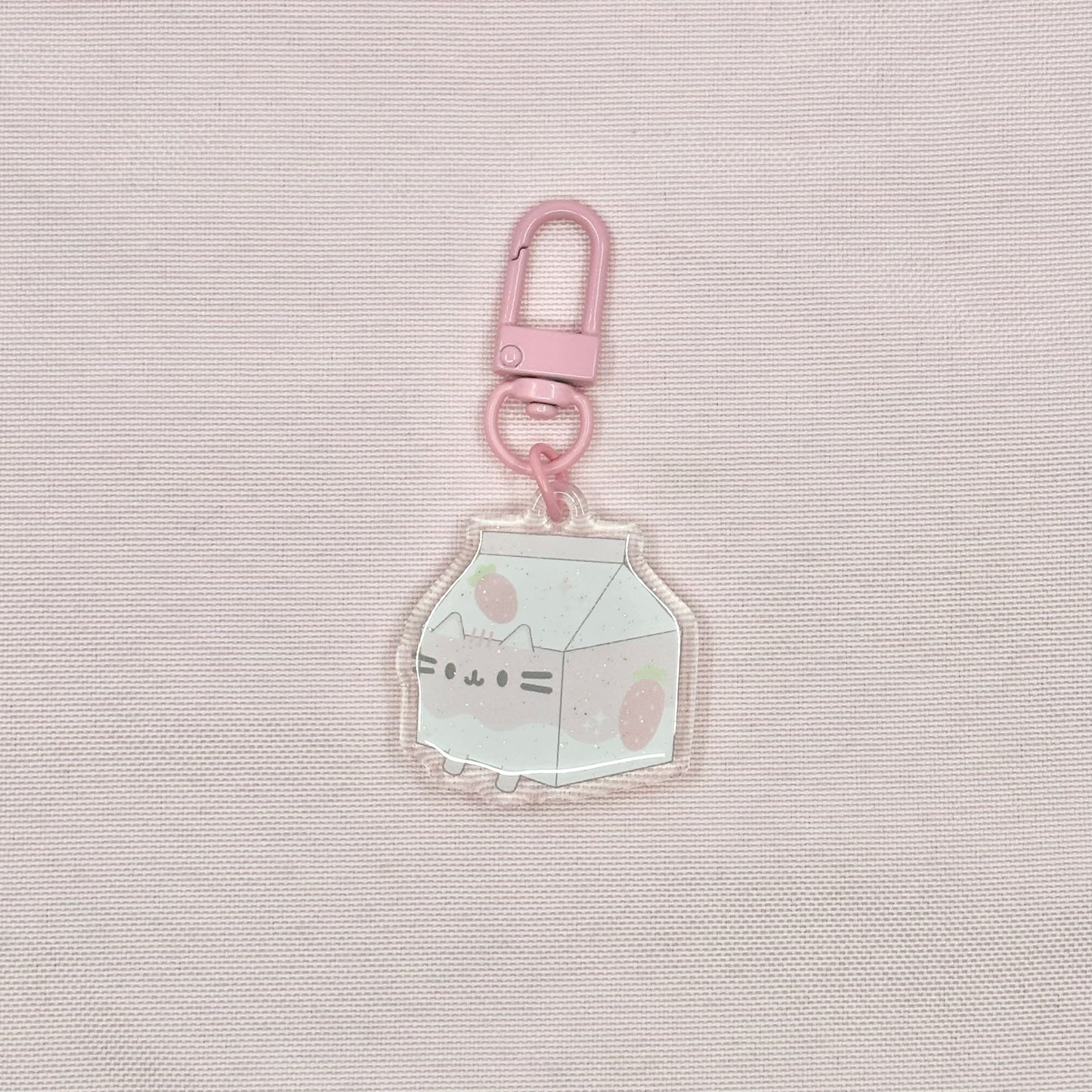Strawberry Milk Cat Keychain
