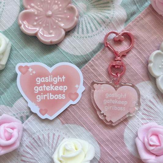 gaslight gatekeep girlboss Sticker & Keychain