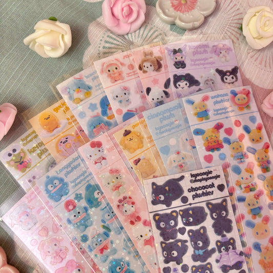 Japanese Plushies Sticker Sheets (multiple designs!!)