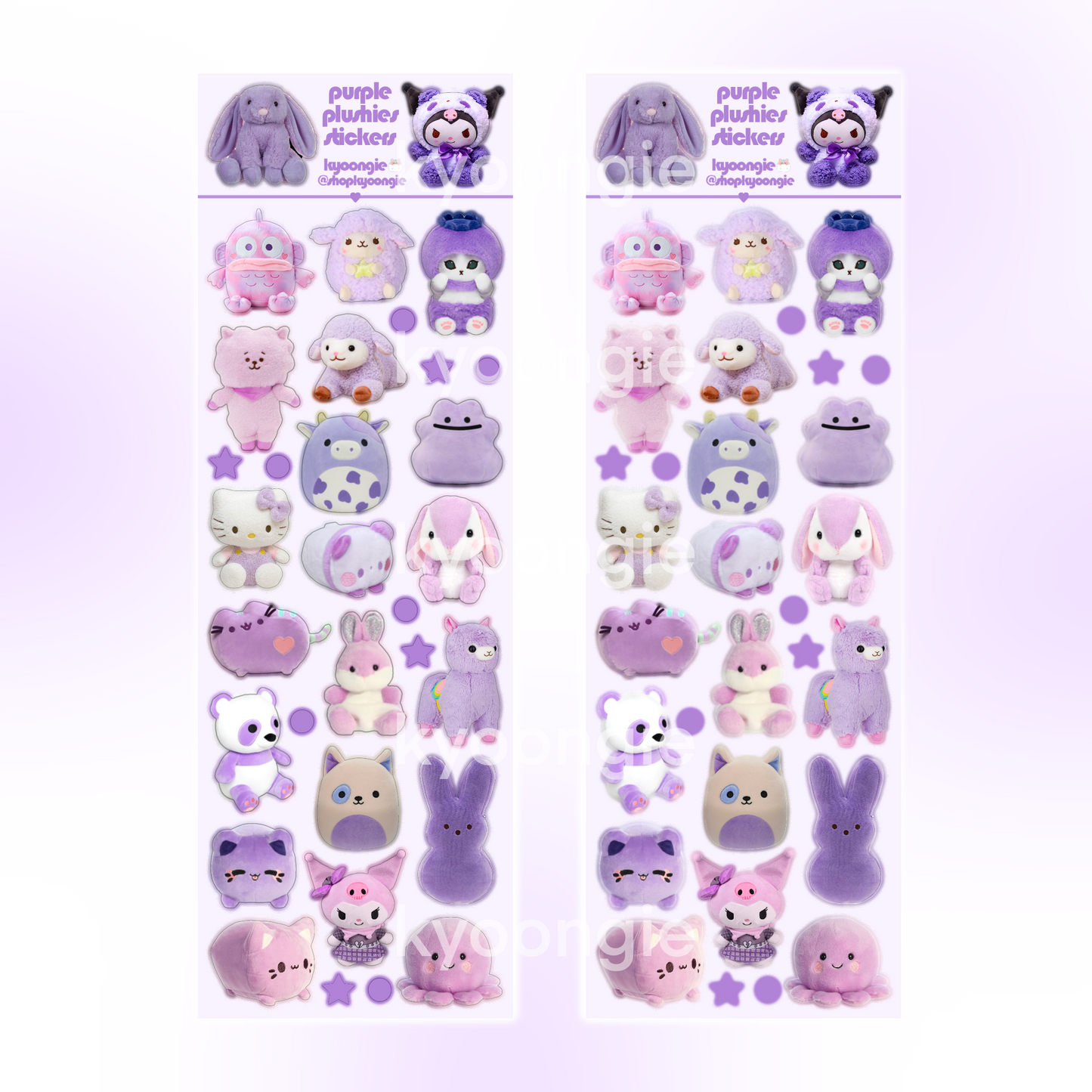 Colorful Plushies Sticker Sheets (3 designs)