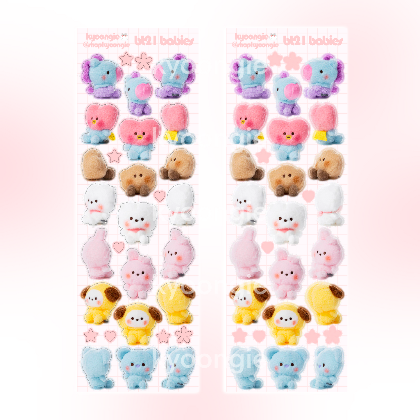 Kpop Baby Plush Sticker Sheet