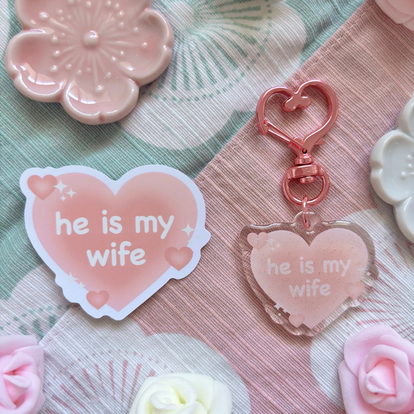 he is my wife Sticker & Keychain