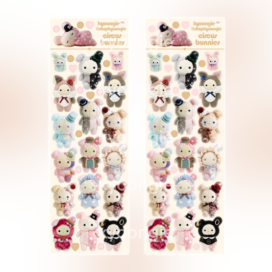 Circus Bunnies Plushies Sticker Sheet