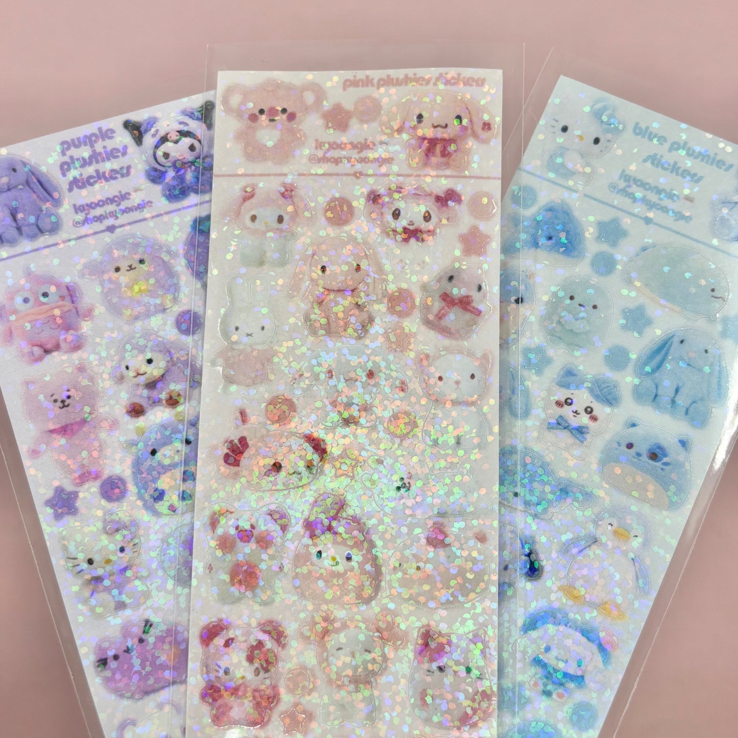 Colorful Plushies Sticker Sheets (3 designs)