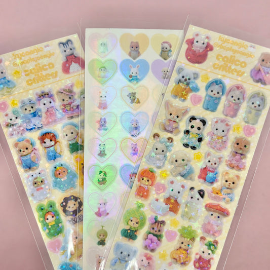 Cute Critters Stickers Sheets (3 designs)