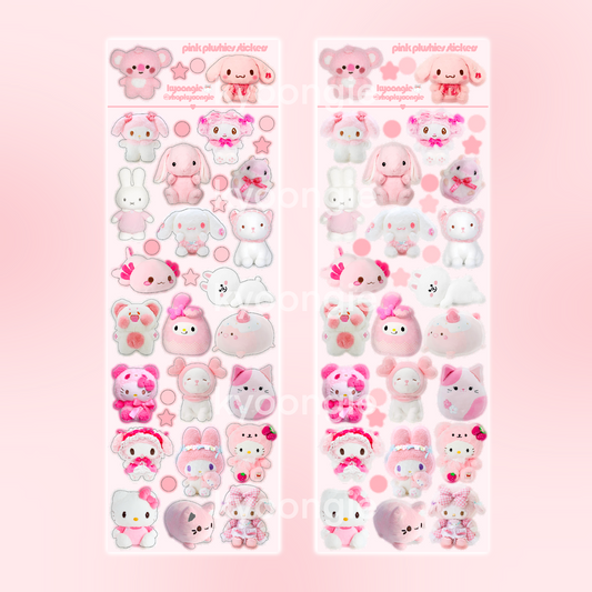 Kawaii Pink Plushies Stickers